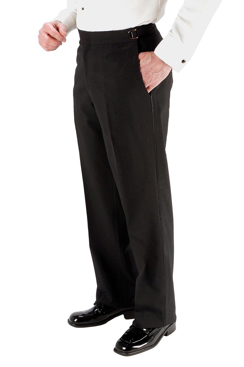 Anthony Black Vitale Barberis Italian Wool Tuxedo Pants Rental Adjustable Waist