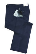 Bradley Midnight Navy Luxury Wool Blend Plain Front Suit Pants With Satin Stripe