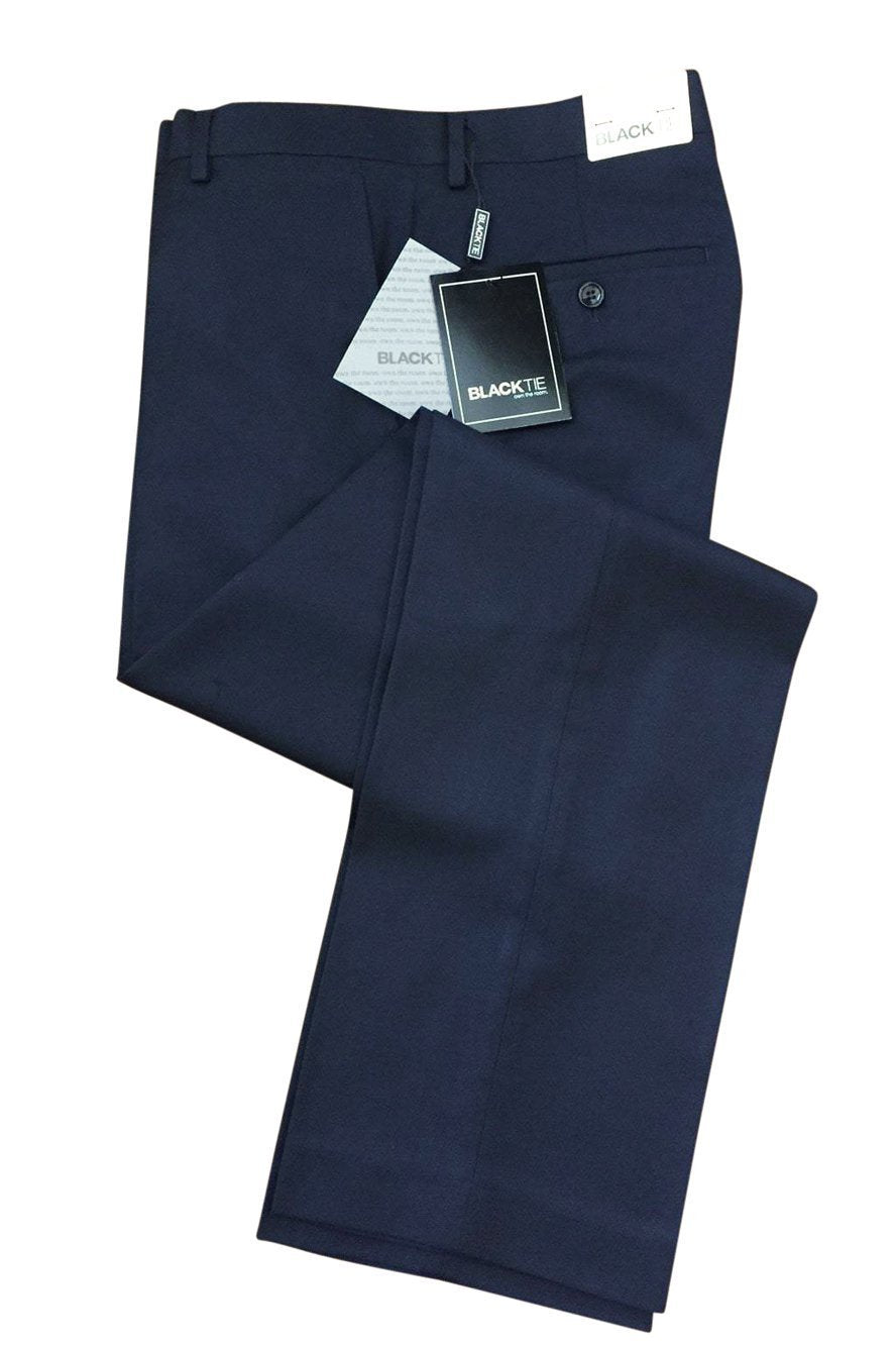 Bradley Midnight Navy Luxury Wool Blend Plain Front Suit Pants Unhemmed