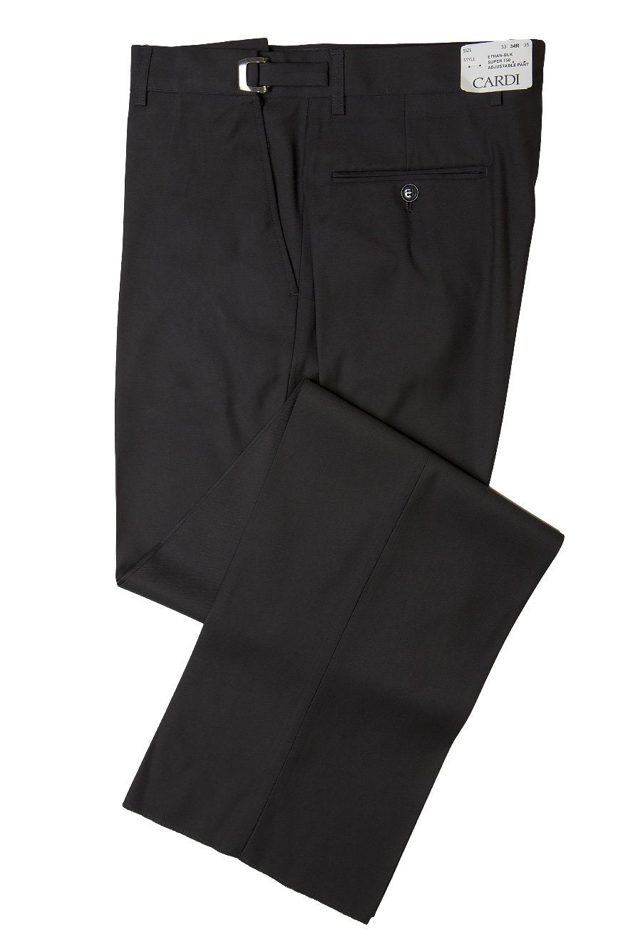 Ethan Black Super 150s Luxury Viscose Blend Tuxedo Pants Mens Rental